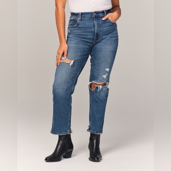 Abercrombie and Fitch the ankle straight ultra high Rise curve love jean Sz34/18 - Picture 1 of 2